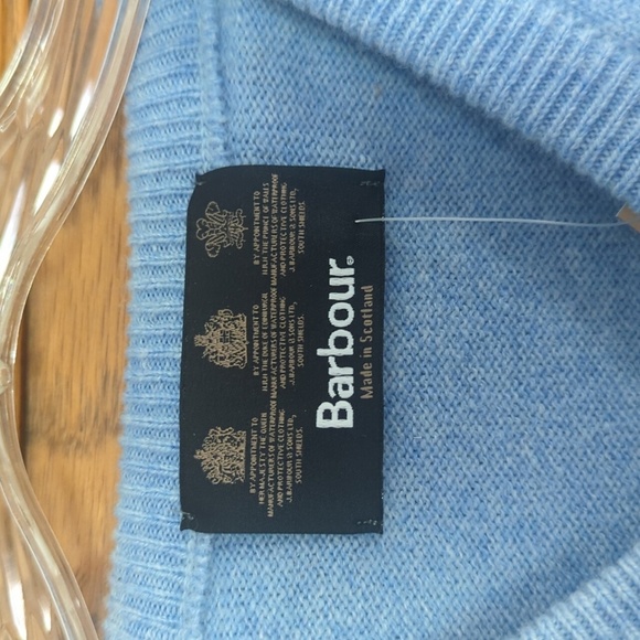 Barbour Lambswool Sports Vee Glacier Blue Sweater Size Men's Medium - Picture 3 of 10